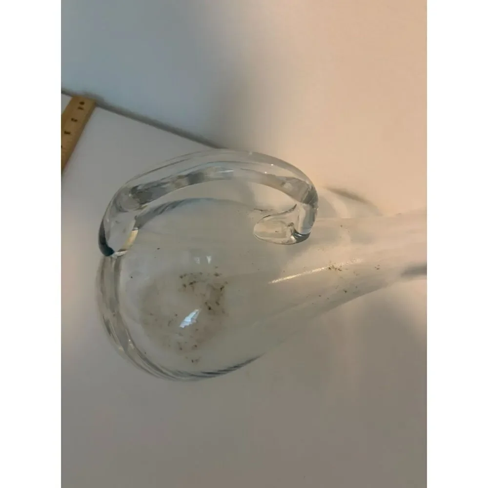 clear glass slanted tipsy pitcher decanter with handle